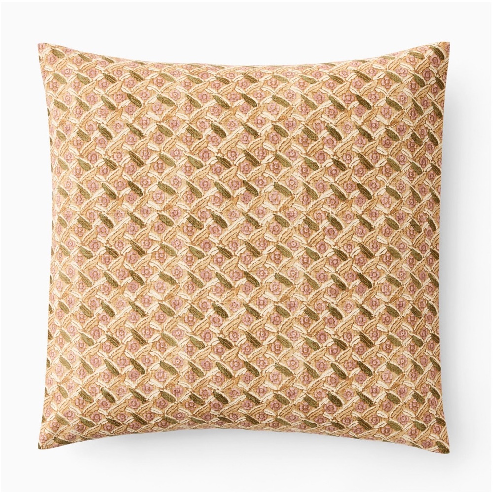 West Elm Pierce & Ward Floral Lattice Euro Sham Mahogany Rose Cottagecore
